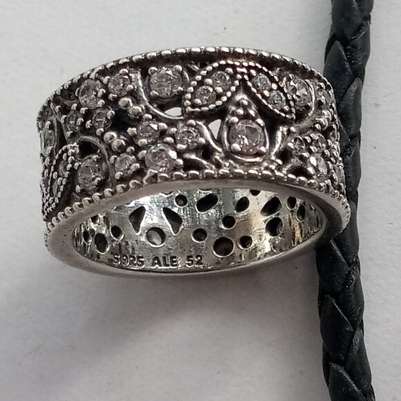Authentic Pandora Ring Shimmering Leaves Sterling Silver 190965CZ - Picture 6 of 7